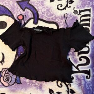 Forever 21 Black Ruffled Crop Top